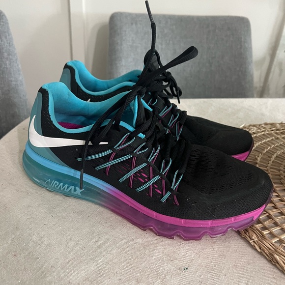 NIKE AIR MAX 2015 WOMENS RUNNING SHOES BLACK PURPLE BLUE 698903-004 SIZE 9.5 - Picture 1 of 10